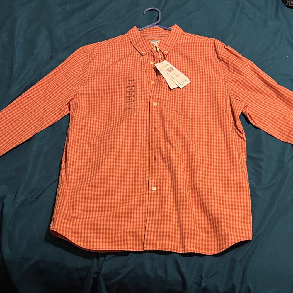 Lacoste Salmon/Pink Checkered Shirt